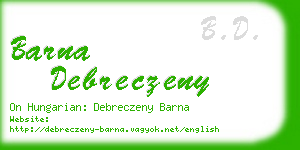 barna debreczeny business card